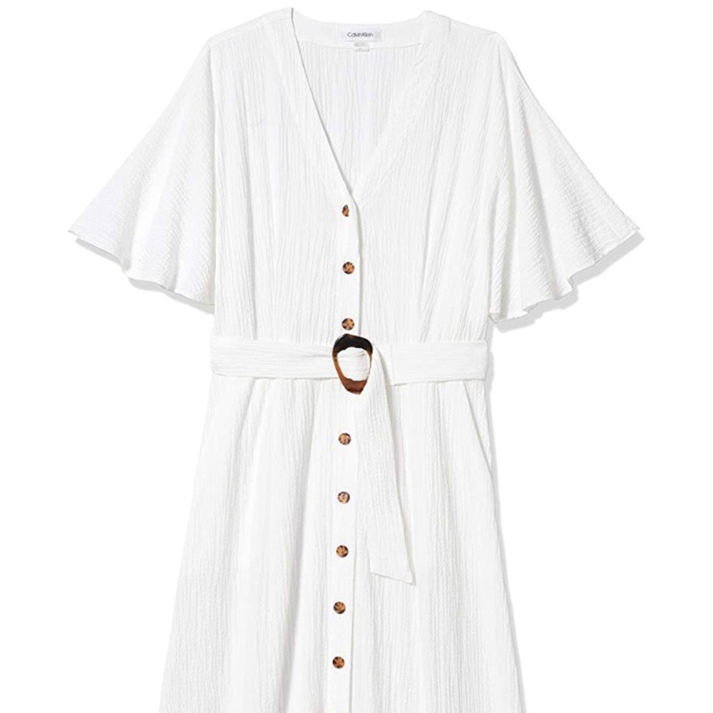 Calvin Klein VNeck Maxi with Buttons & Belt - Picture 5 of 6